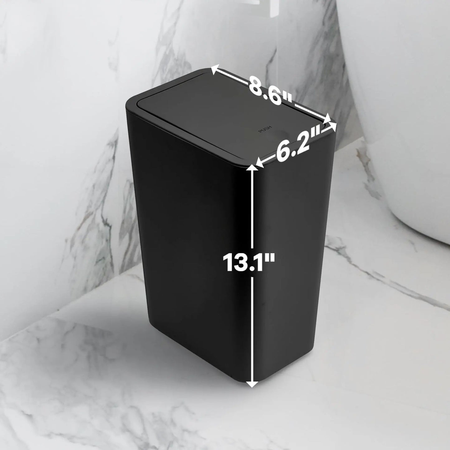 10L Bathroom Trash Can – Small Garbage Can with Pop-up Press Top Lid for Living Room, Bedroom, Toilet, and Plastic Wastebasket Use.