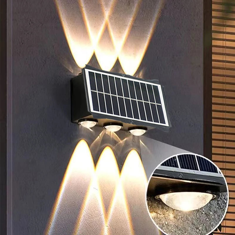 Solar Wall Outdoor Lamps Waterproof Garden Decoration Warm Exterior Wall Lights