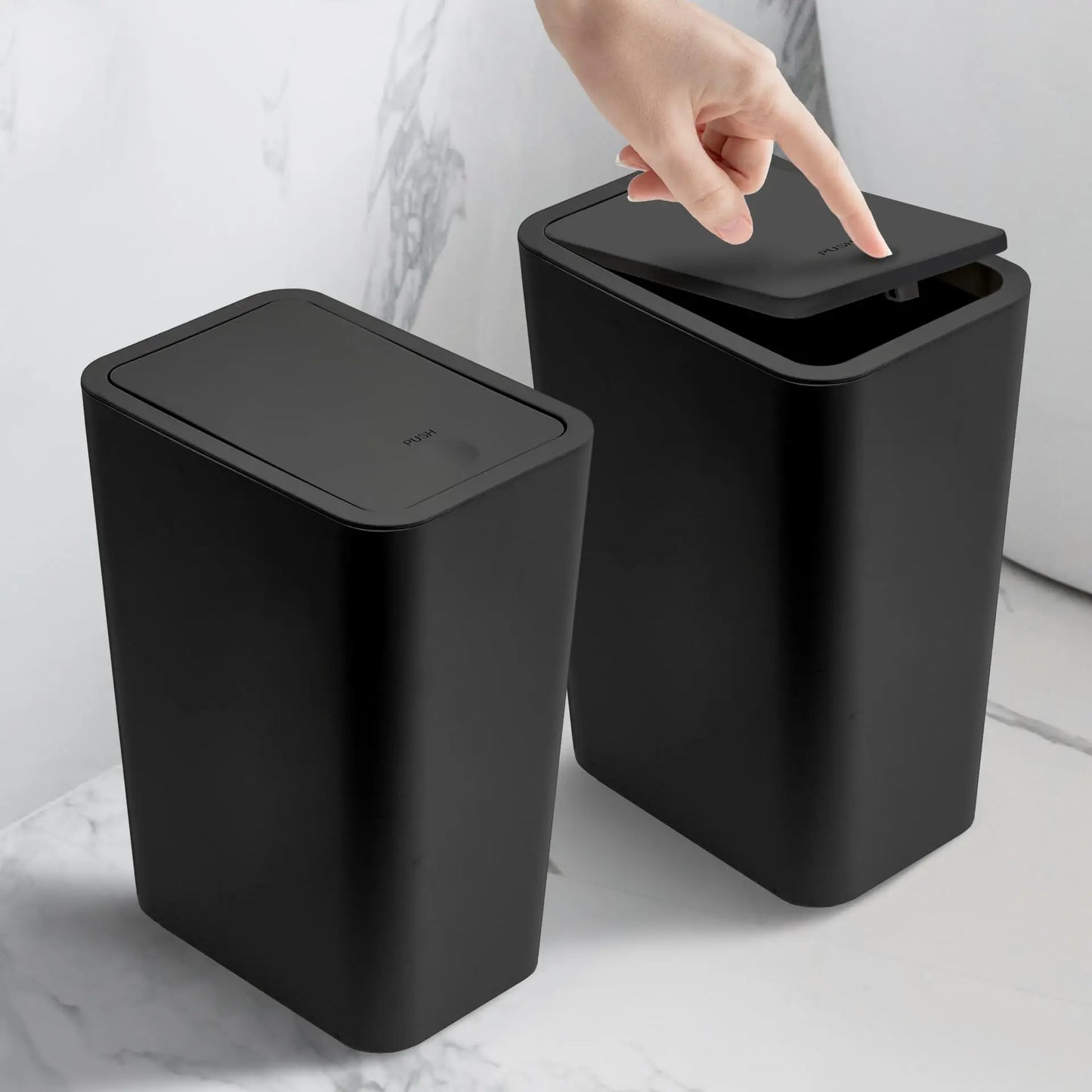 10L Bathroom Trash Can – Small Garbage Can with Pop-up Press Top Lid for Living Room, Bedroom, Toilet, and Plastic Wastebasket Use.