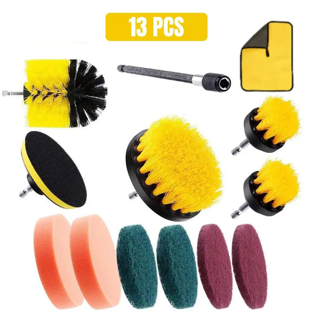 Electric Drill Brush Set, 12/4-Piece – Scrubbing and Cleaning Brushes for Household Tasks, Carpets, Glass, Cars, Bathrooms, Kitchens, and Toilets.