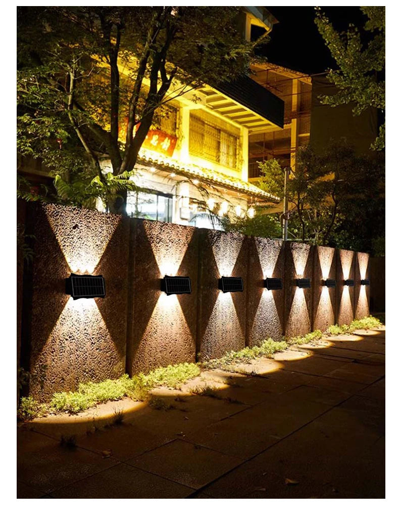 Solar Wall Outdoor Lamps Waterproof Garden Decoration Warm Exterior Wall Lights