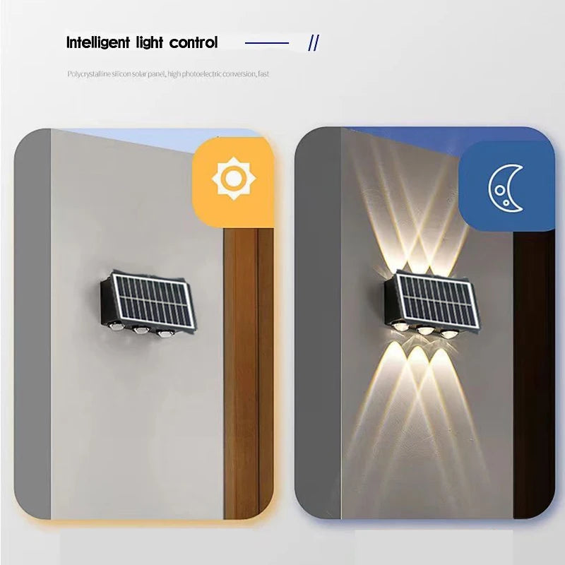 Solar Wall Outdoor Lamps Waterproof Garden Decoration Warm Exterior Wall Lights