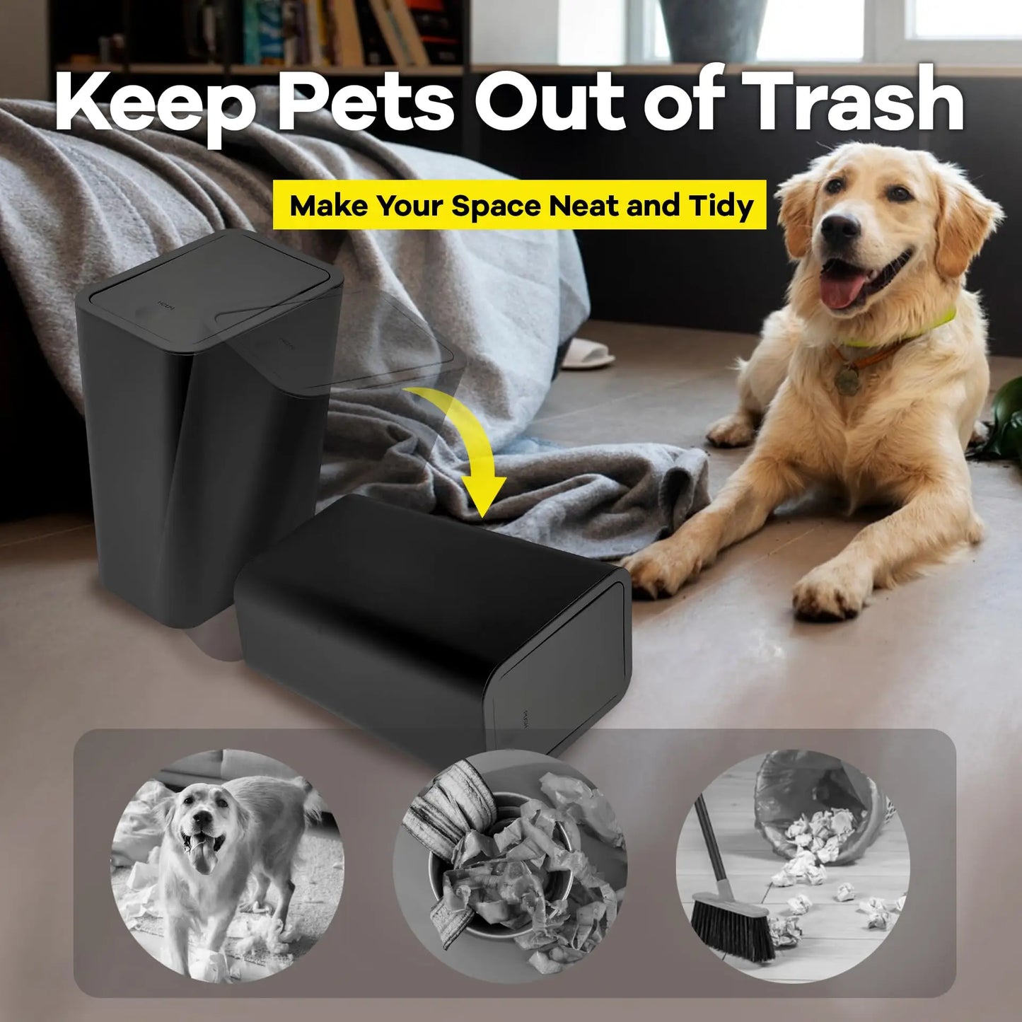 10L Bathroom Trash Can – Small Garbage Can with Pop-up Press Top Lid for Living Room, Bedroom, Toilet, and Plastic Wastebasket Use.