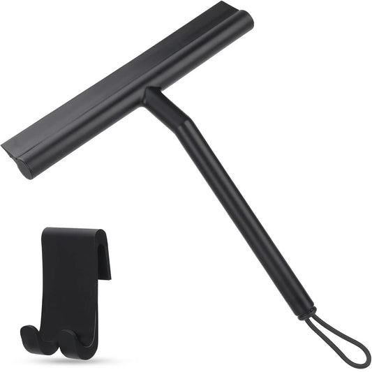 Silicone Shower Squeegee – Streak-Free Cleaning Tool with Hook for Glass Doors, Mirrors, Bathroom Tiles, and Car Windows.