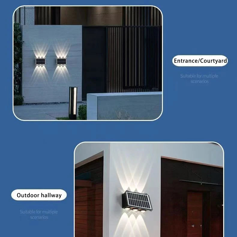 Solar Wall Outdoor Lamps Waterproof Garden Decoration Warm Exterior Wall Lights