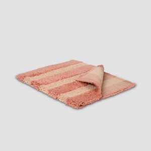 Soft Sand Shell Striped Cotton Bath Mat - Absorbent